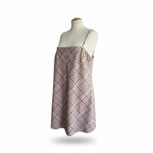 MNG Mango Plaid Slip Dress Pink & Tan – Size 10 - Picture 1 of 11